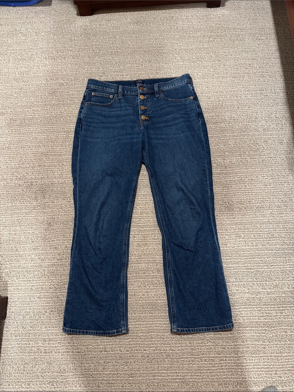 J. Crew Crop Dark Blue Bootcut Jeans with Button-Fly